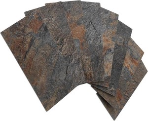 AULIGET 100 Piece Rust Slate Peel and Stick Backsplash Wall Tiles, 3 x 6 PVC Faux Stone Stick on Tiles for Backsplash Kitchen, Bathroom, Laundry Room, Camper, Fireplace