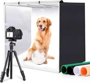PULUZ 32x32 Light Box Photography, Large Photo Light Box with 3 Stepless Dimming Light Panel, 234 LED Beads, Professional Photo Booth Shooting Tent Kit with 4 Color Backdrops for Product Photography