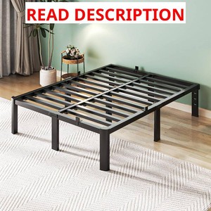 Queen Size Bed Frame, 14 Inch Heavy Duty Metal Platform Bed Frame, Noise Free Steel Mattress Foundation, No Box Spring Needed, Spacious Under Bed Space