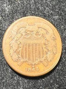 1864 US 2 CENT PIECE