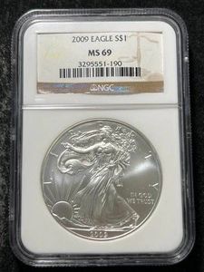 2009 AMERICAN SILVER EAGLE NGC MS69