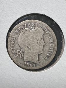 1907 US BARBER DIME