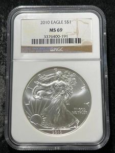 2010 AMERICAN SILVER EAGLE NGC MS69