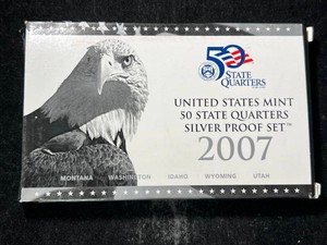 2007 US MINT 50 STATE QUARTERS SILVER PROOF SET