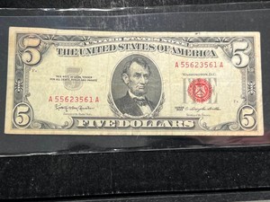 1963 US RED SEAL $5 BILL