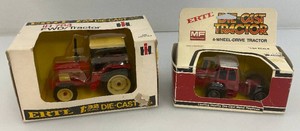 Two Vintage ERTL Toys Die Cast Miniature Tractors 1 164 Scale 4-Wheel Drive Tractor 1 132 Scale IH FWD Tractor In Original Box