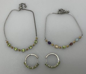 Misc. Sterling Silver And Citrine Bracelets And Earrings