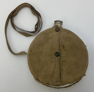 WW1 Era Aluminum Canteen With Original Cover (Cover Torn And Strap Broke) 7 34