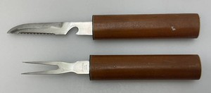 Unique RARE Vintage Japanese Crafted Wood Samuri Style Multi Tool Including Knife, Fork , Can Opener And Fish Scaler) 8 38