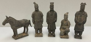 Misc. Collectible Terracotta Chinese Warriors And Horse (Has Repaired Ear And One Warrior Has Missing Hair piece (Most Are 8)