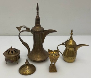 Vintage Etched Brass Turkish Style Teapot 9 (Needs Repair) 5 12 Teapot & Incense Burner 3