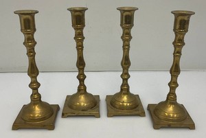 Set Of Four Heavy Brass Candle holders 7 34