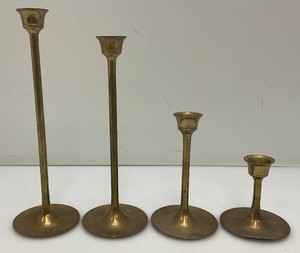 Set Of Four Brass Candle holders Tallest Being 9