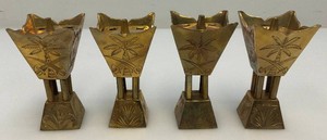 Set Of Four Vintage Etched Brass Saudi Arabia Brass Incense Burners 3