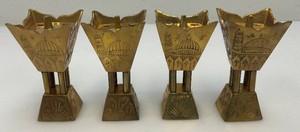 Set Of Four Vintage Etched Brass Saudi Arabia Brass Incense Burners 3