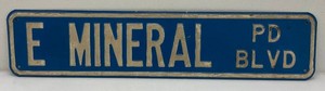 Vintage Reflective Heavy metal  E Mineral PD Blvd Sign 8 x 36