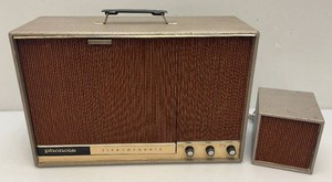 Very Rare Mid-Century Phonola Stereophonic Fold Down Record Player With Pull Out Speaker Plays 16,33,45 &amp 78 Records (Very Nice Condition) Works
