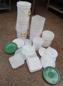 LARGE LOT OF BUCKETS WITH LIDS