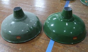 2 16 VINTAGE APPLETON RLM GREEN ENAMEL LIGHTSHADES