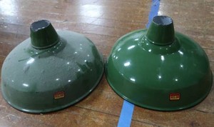2 16 VINTAGE APPLETON RLM GREEN ENAMEL LIGHTSHADES