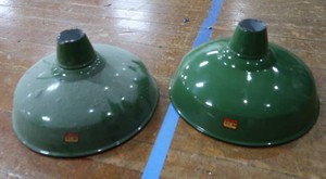 2 16 VINTAGE APPLETON RLM GREEN ENAMEL LIGHTSHADES
