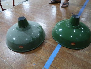 2 16 VINTAGE APPLETON RLM GREEN ENAMEL LIGHTSHADES