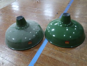 2 16 VINTAGE APPLETON RLM GREEN ENAMEL LIGHTSHADES