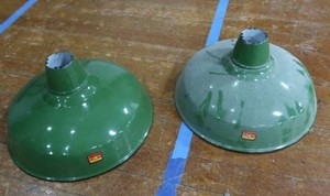 2 16 VINTAGE APPLETON RLM GREEN ENAMEL LIGHTSHADES
