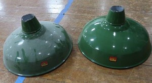 2 16 VINTAGE APPLETON RLM GREEN ENAMEL LIGHTSHADES