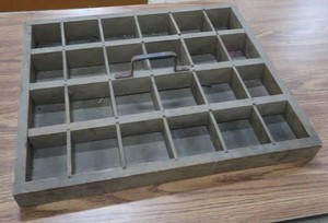 OLD VINTAGE 24 HOLE ORGANIZATION CUBBYSHELF