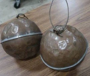 2 ANTIQUE COPPER TANK FLOATS
