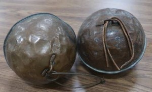 2 ANTIQUE COPPER TANK FLOATS