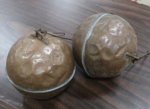 2 ANTIQUE COPPER TANK FLOATS