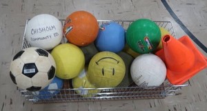 WHEELY CART FULL OF COLORFUL BALLS
