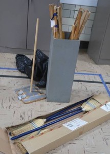 BRAND NEW IN BOX BROOMS & WOODEN STICKS
