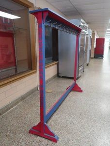 BIG 22 HOOK WOODEN SCHOOL COATRACK