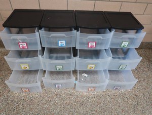SET OF 4 3 DRAWER STERILITE PLASTIC STORAGE