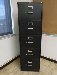 LARGE TALL 5 DRAWER BLACK FILE CABINET