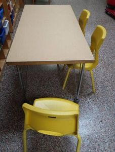 RECTANGULAR TABLE WITH 3YELLOW CHAIRS