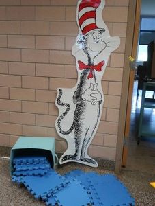 LAMINATED CAT & THE HAT AND BLUE PUZZLE FLOOR MATTS