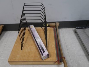 JUMBO PAPER CUTTER-FILE RACK-HOLE PUNCH   LOOK NEW IN GOOD CONDITION  SEE PICS