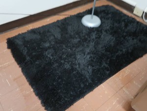 BLACK FUZZY RUG & COLORFUL RUG