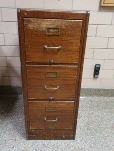 ANTIQUE WOODEN FILING CABINET