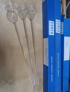 3 GLASS TUBE FUNNELS IN ORIGINAL BOXES