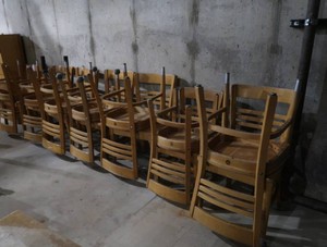 12 ADULT & 2 CHILDREN SOLID OAK CHAIRS