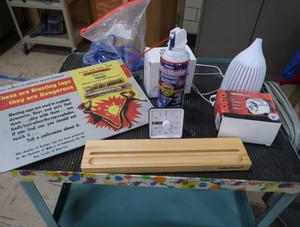 GREEN MATAL ROLLY CART & MISC ITEMS