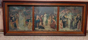 HISTORIC ANTIQUE  3PANEL MURAL OVER 10 FEET LONG BLASHFIELD  SIMMONS  WALKER