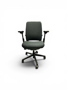 Steelcase Amia office chair featuring adjustable arms and a gray fabric seat