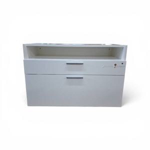 White 2-drawer Lateral File Cabinet with Open, Recessed Compartment