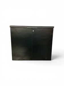 Black Modern Storage Cabinet with Glass Top